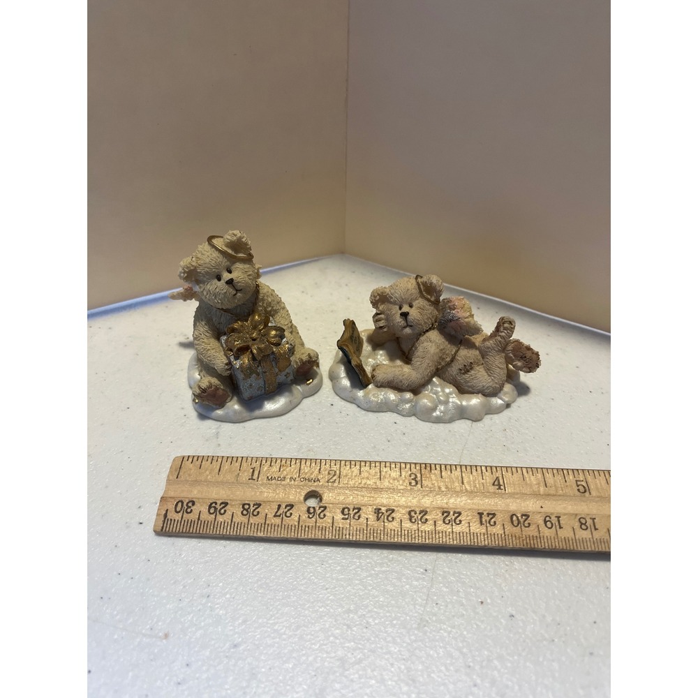 Boyds Bears Lil Wings Angel Figurines Set Giftie 24173 Ponder 24160 Collectible